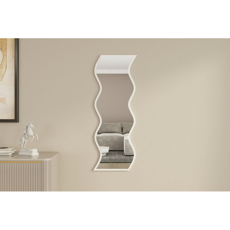 Wavy Wall Mounted Accent Mirror, White