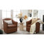 Fauteuil pivotant de 71 cm de large en similicuir, à assise profonde et dossier haut, orné de clous décoratifs.-132917032