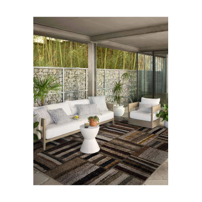Tapis décoratif rétro multicolore rayé multicolore