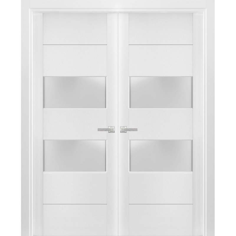 Portes françaises en verre givré Lucia, 56 po x 80 po