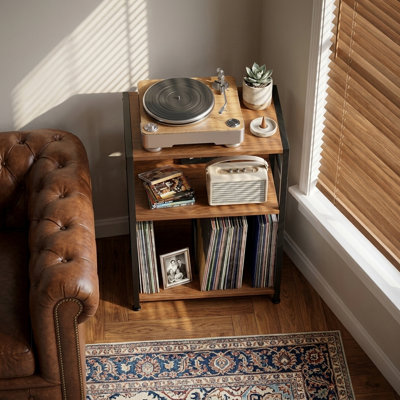 65cm H Record Player Stand with Charging Station