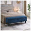 Banc de lit 59 po en lin et coton bleu avec compartiment de rangement et rembourrage en mousse