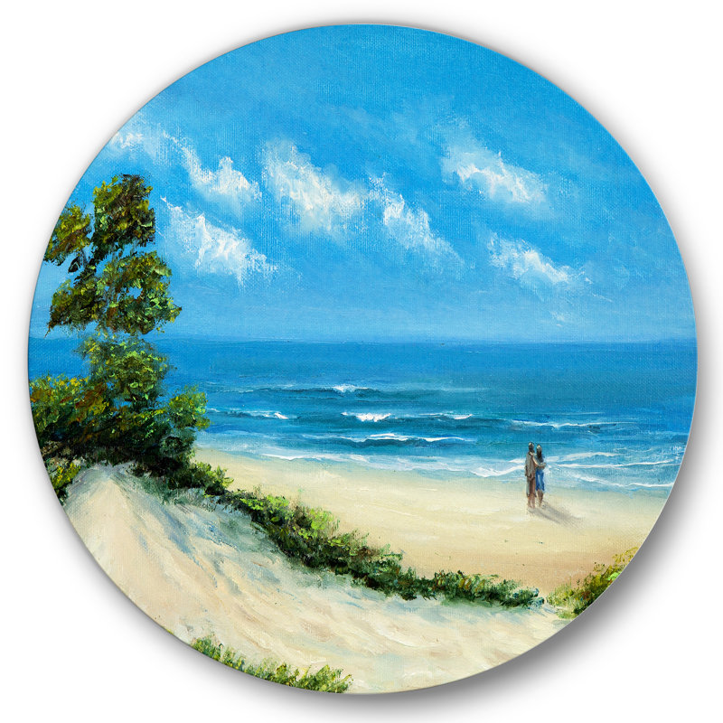 Couple à la plage - art mural nautique et côtier en métal, H 11 po x l 11 po x p 1 po