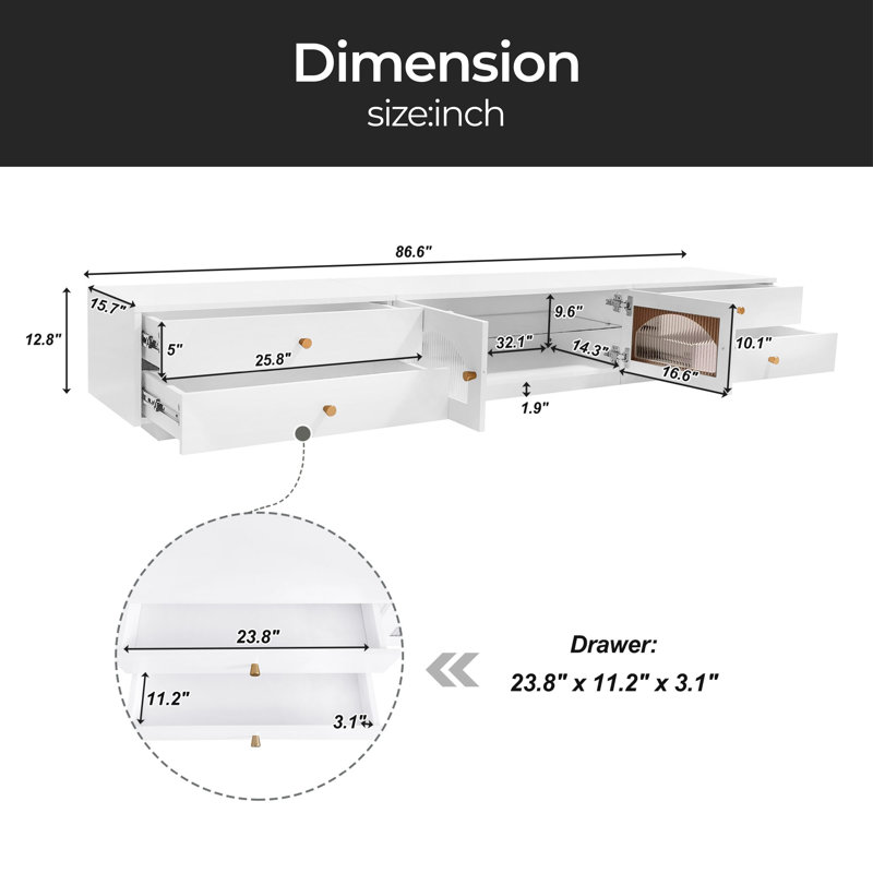 Christner Unfinished TV Stand for TVs up to 88", White