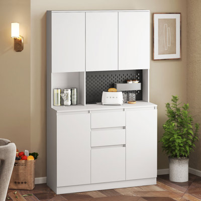 Versatile Freestanding Kitchen Pantry Cabinet, Wardrobe And Kitchen Cabinet, Craft Storage Cabinet, Kitchen Laundry Storage Cabinet With 6 Doors, 3 Sh by Latitude Run