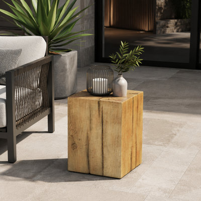 Wood-Look Square-Column MGO End Table(Set of 1)