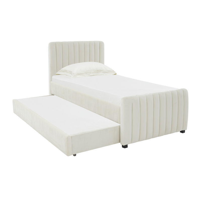 Upholstered Platform Bed, Cream