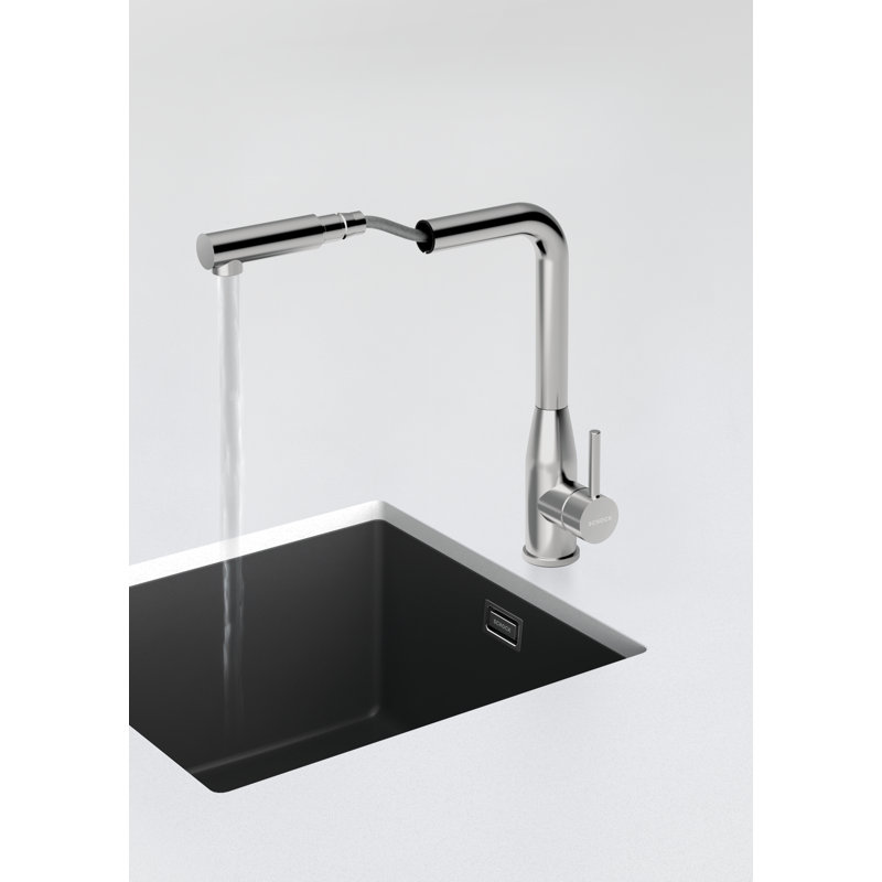 Keto Gunmetal High Pressure Pull Out Single Lever Monobloc Tap, Silver