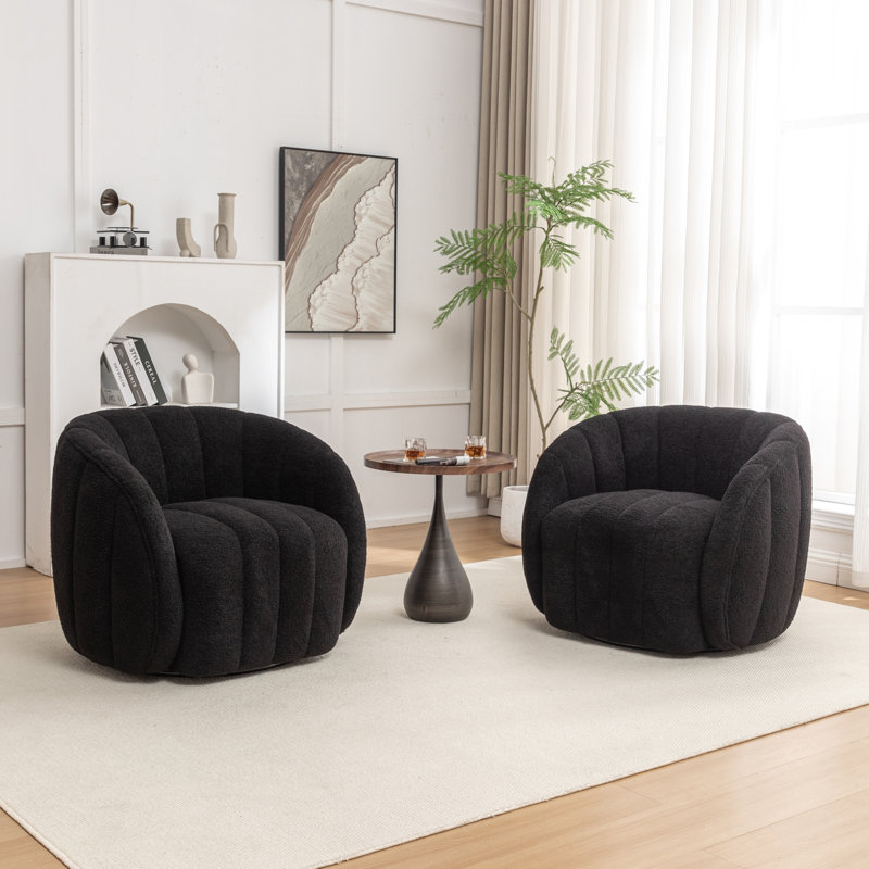 Fauteuil demi-tonneau pivotant, Mélange de polyester noir