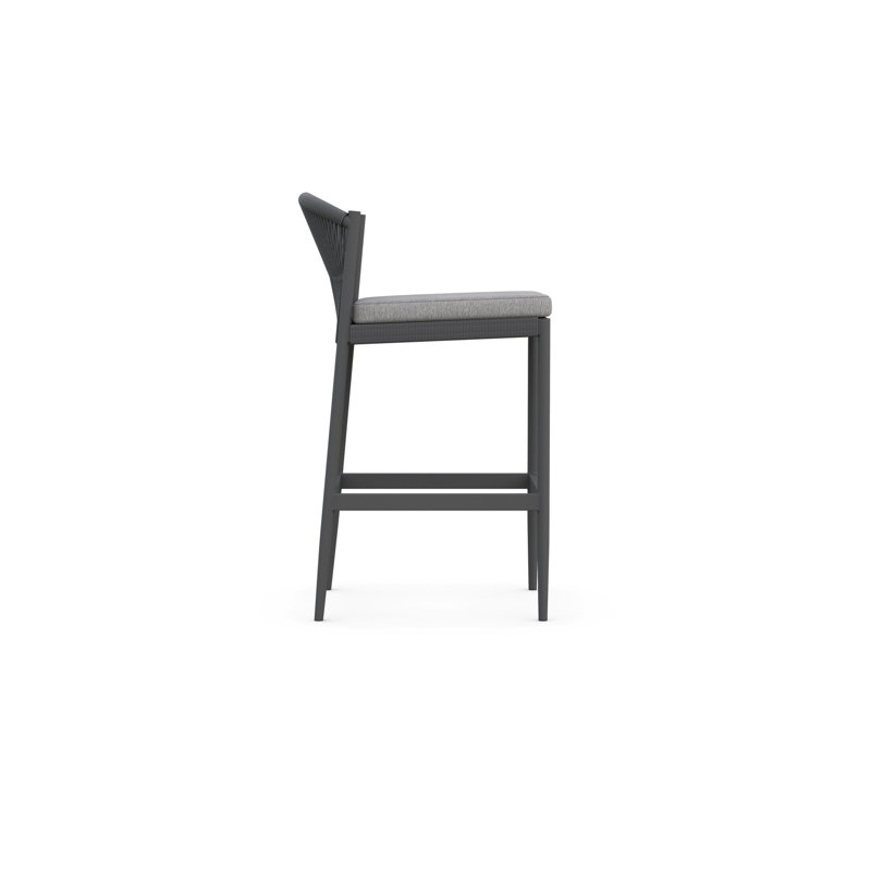 Catalina Patio Bar Stool with Cushion, 32.48" H, Charcoal