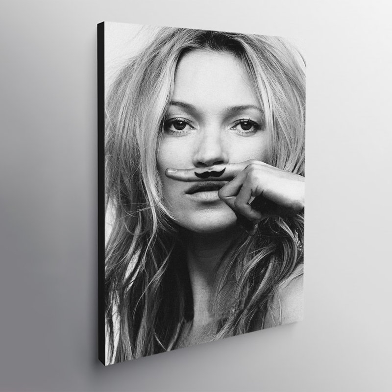 Kate Moss Finger Moustache - Wrapped Canvas Print, 84" H x 120" W x 3.8" D 