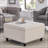 Large square storage ottoman with wooden legs, Upholstered button tufted coffee table-371480875