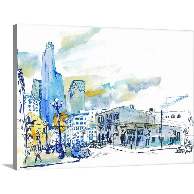 "Seattle Skyline" par Eleanor Doughty, reproduction d’art sur toile, H 30 po x l 40 po x P 1,25 po, Toile tendue