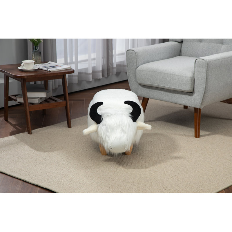 Pioche Upholstered Ottoman, White