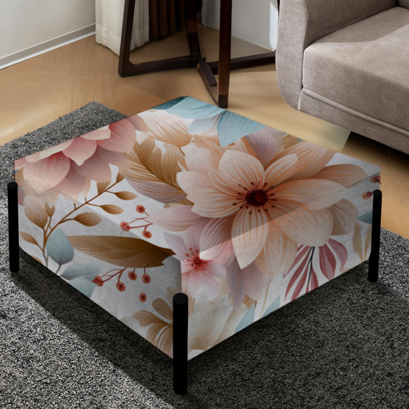 Motif de fleurs pastel bohémien - Grand repose-pieds carré floral