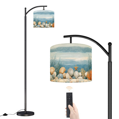 Lampe sur pied à arc avec abat-jour réglable Ocean Seashell Beach Ocean Starfish Coral Lampadaire