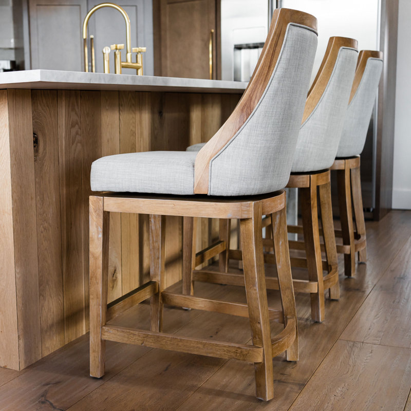 Vienna Weathered Oak Swivel Counter Stool with Sand Upholstery