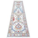 Saraya One-of-a-Kind Runner: 2'8" X 9'10" New Age Runner Wool Area Rug Ivory