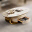 Table basse 51,2 pouces ovale en faux marbre avec tiroirs
