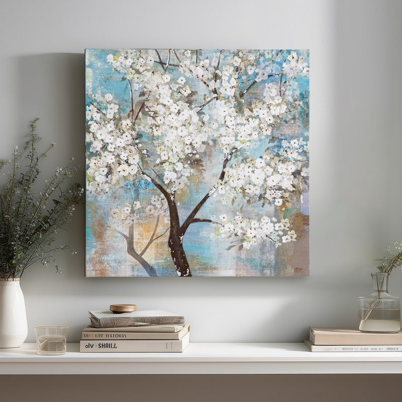 Arbre en fleurs, peinture sur toile tendue