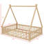 Lit double de style tente Montessori, structure de lit en bois avec garde-corps et lattes-1215025235