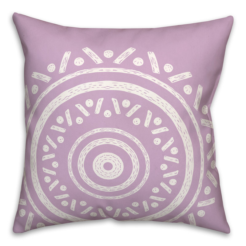 Coussin intérieur / extérieur Medallion, 16 po x 16 po, Mauve