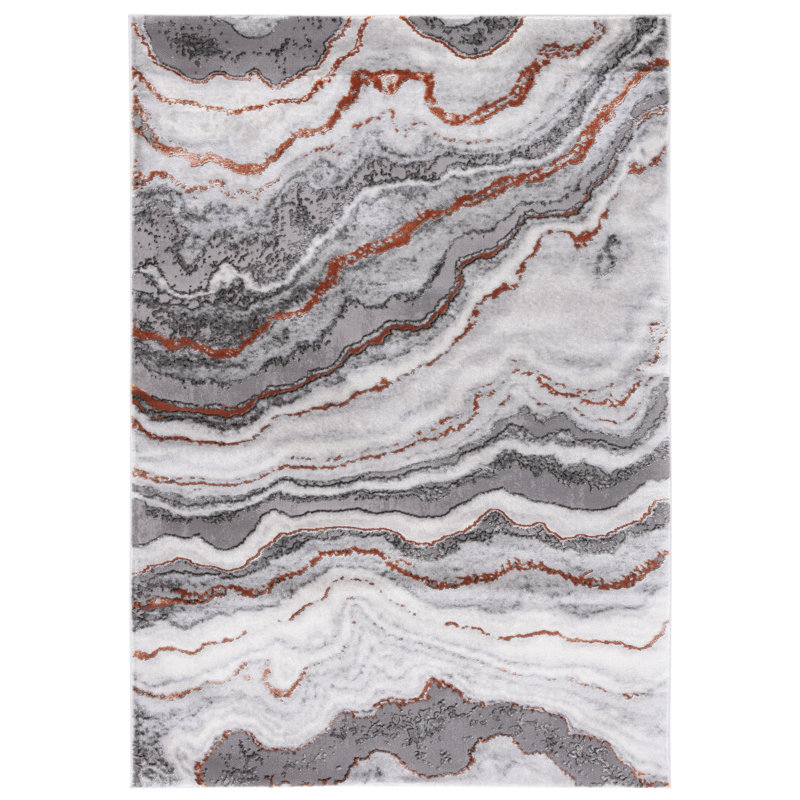 Tapis gris / bleu Swindle, Rectangle 5 pi 3 po x 7 pi 6 po