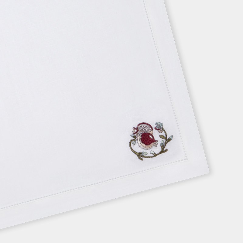 Fruit Motif Embroidered Linen Napkins
