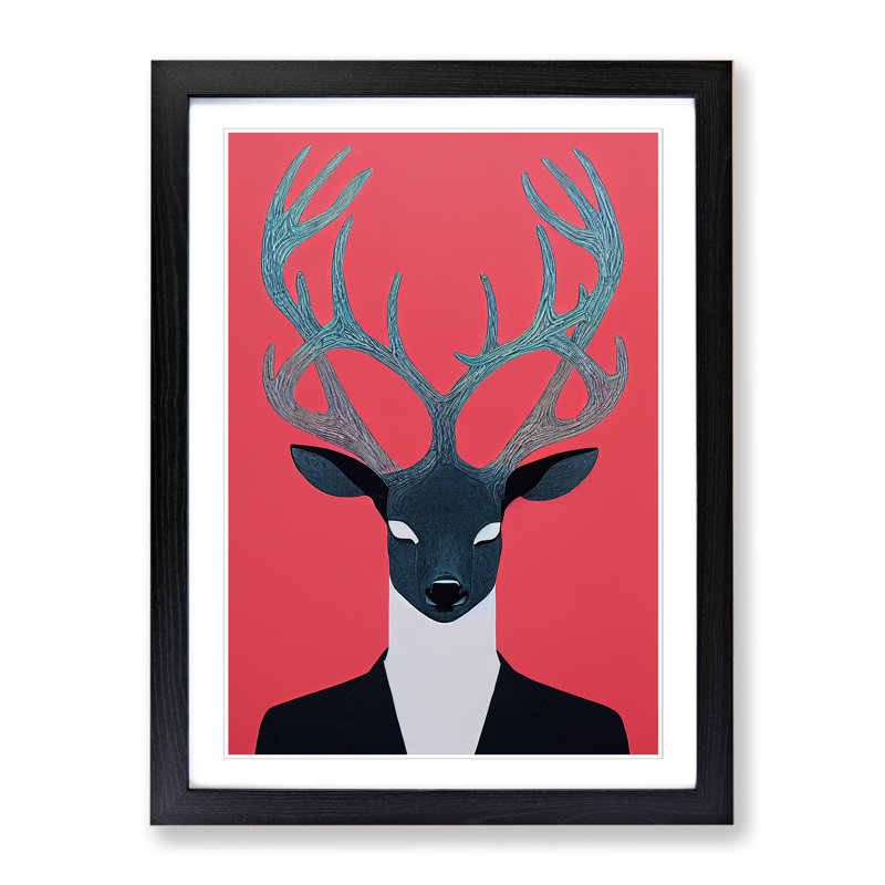 Maybery Deer Purism - Picture Frame Print, 34" H x 25" W, Beige