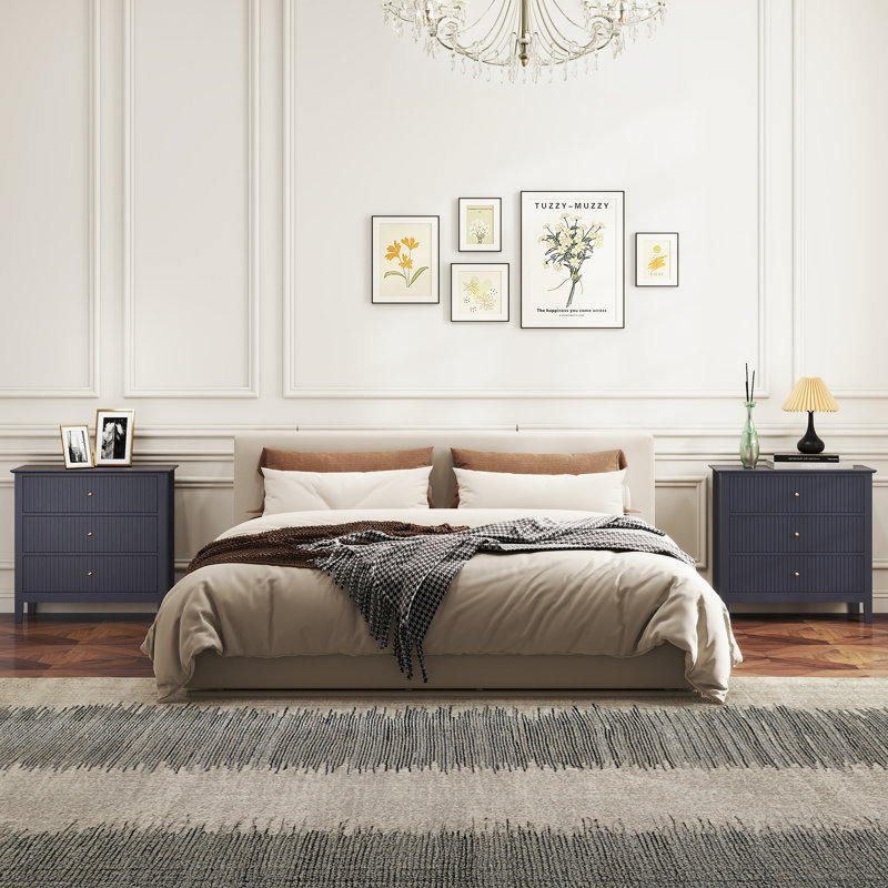 3 Drawer Dresser Set （set Of 2), Blue