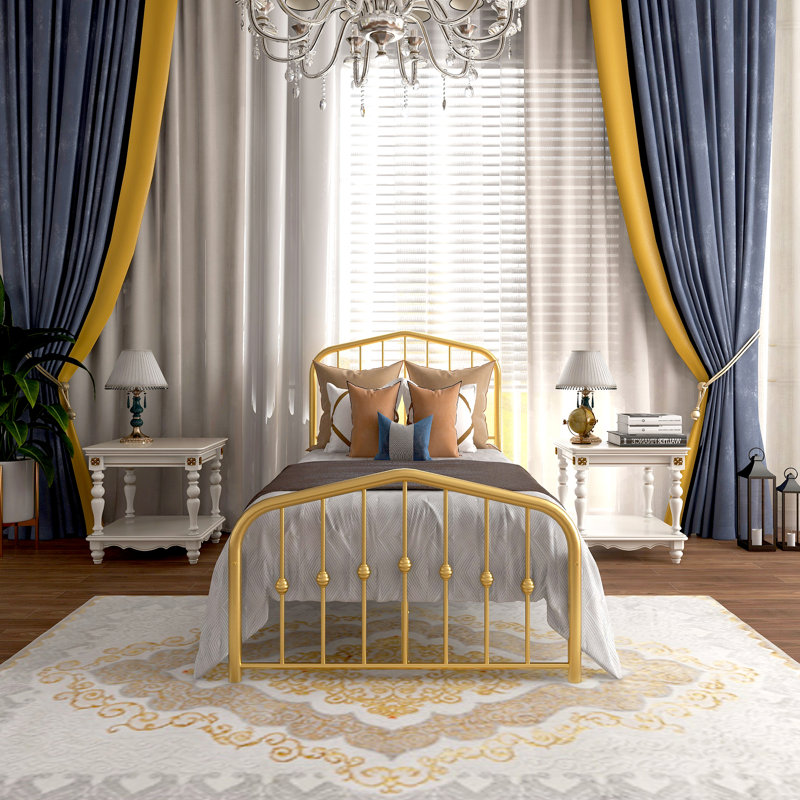 Lit plateforme Aalderk, Simple, Or
