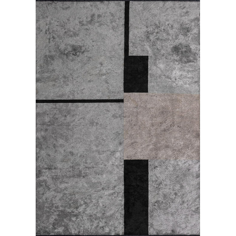 Tapis abstrait à panneaux abstraits, Rectangle 9 pi 10 po x 14 pi