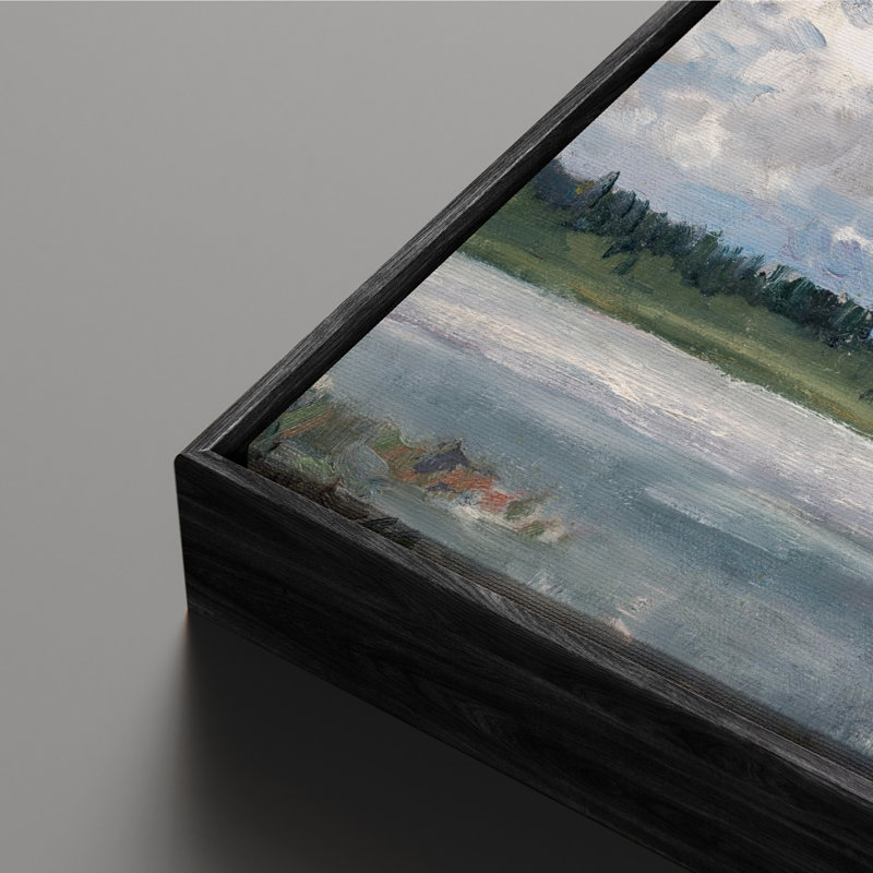 Art mural encadré, ciel nuageux sur un lac tranquille - 16 po x 24 po, 24 po x 36 po, H 16 po x l 24 po, Black