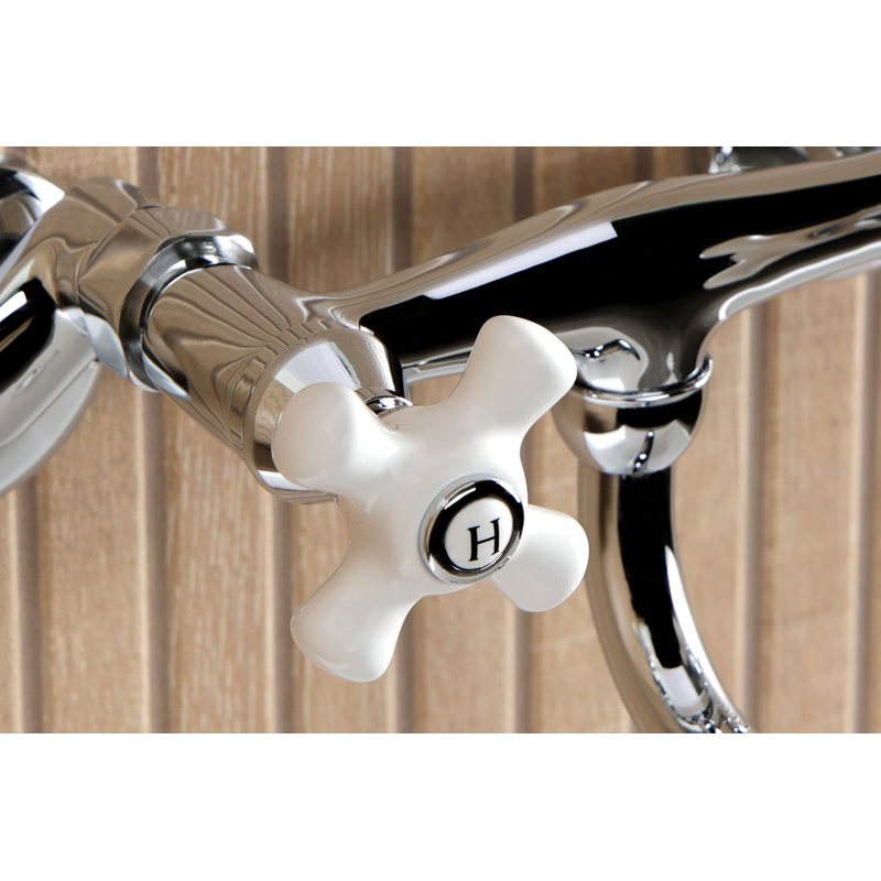 Kingston Brass Kingston Two-Handle 2-Hole Wall Mount Bathroom Faucet, Polished Chrome