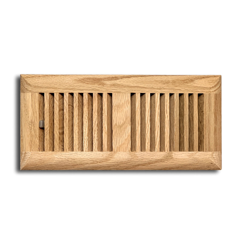 Couvercle de ventilation en bois 4 po x 10 po avec registre Madelyn Carter - registre de plancher et de mur - chêne rouge