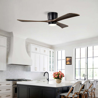52" Ceiling Fan with Lights Remote Control,Quiet DC Motor 3 Wood Blade Ceiling Fans 6 Speed Levels,Reversible Ceiling Fan, for Patio Living Room, Bedroom, Office,Indoor.
