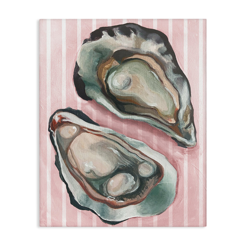 "Oysters on Pink Stripes", art mural par Daphne Polselli bp-909_CN, H 48 po x l 36 po