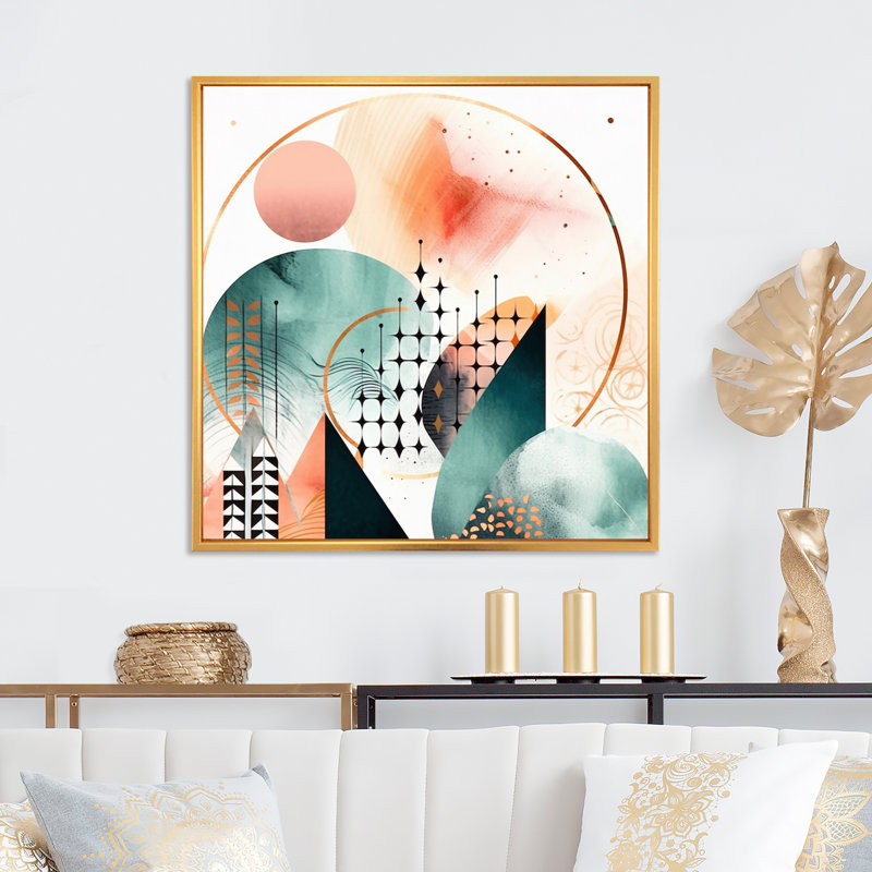 Minimal Boho Landscape - impression, H 16 po x l 16 po x P 1 po, Cadre flottant doré