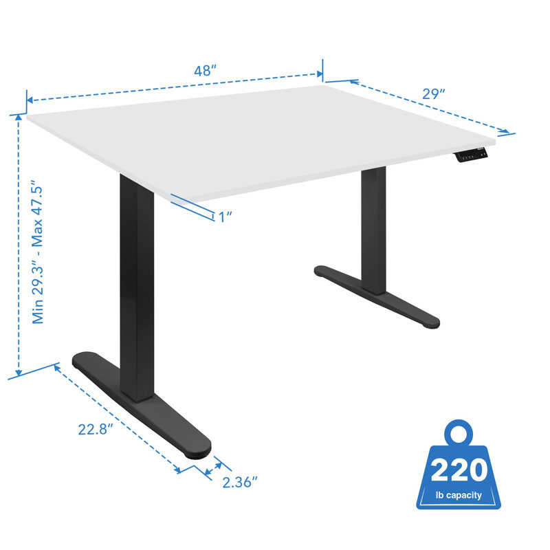 Adjustable Height Dual Motor Electric Standing Desk with Black Base and White Top