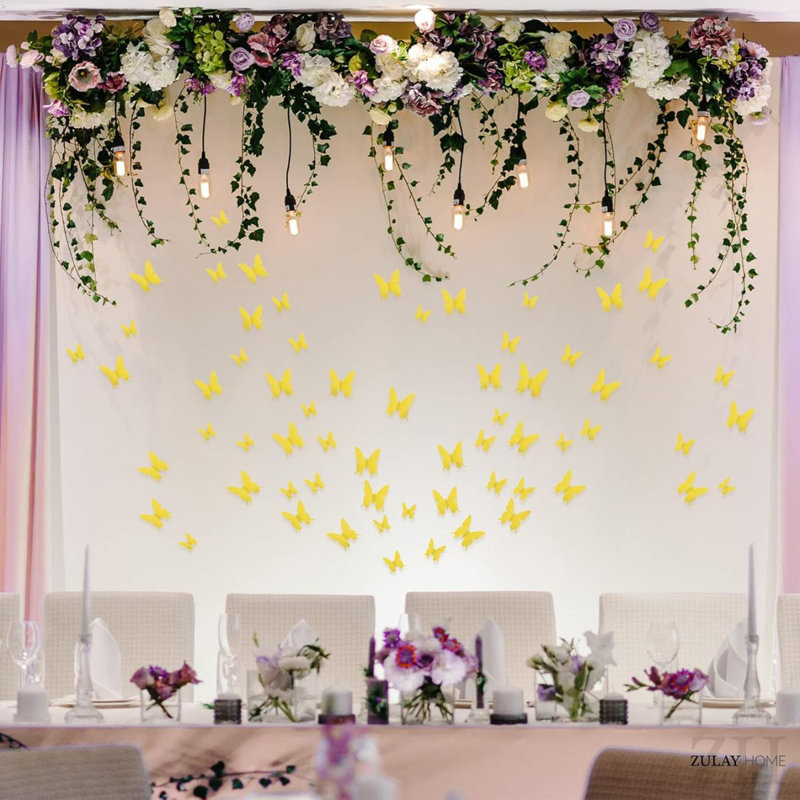 Zulay Home 3D Butterfly Wall Decor - 24pcs Butterfly Decor with 3 Different Sizes, Yellow