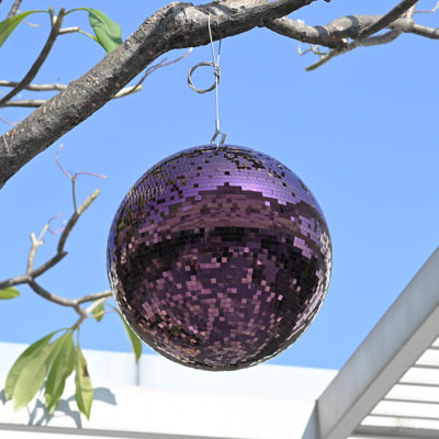  20" Large Disco Ball Mirror Big Hanging Glass Decor for 70s 80s Party Events Wedding DJ Dance Club Stage Lighting Purple