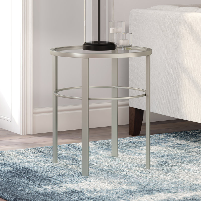 Gaia Glass Top End Table, Blackened Bronze