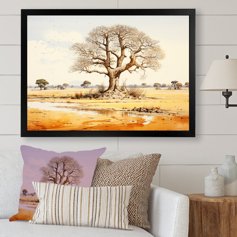 «Desert Baobabs Resistance I», reproduction sur toile, Cadre photo noir simple, H 24 po x l 32 po x P 1 po