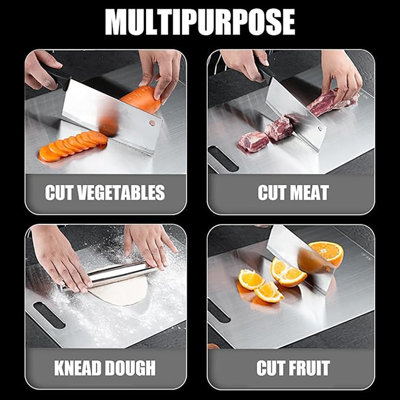 Planche à découper 100% titane pur - Planche de cuisine de qualité aéronautique de qualité supérieure, conception à double face pour la viande, les fruits et les légumes - sans danger pour les aliments et durable
