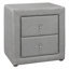 Upholstered Grey Linen Nightstand - 2 Drawers, Bedroom Accent Piece Table Drawer