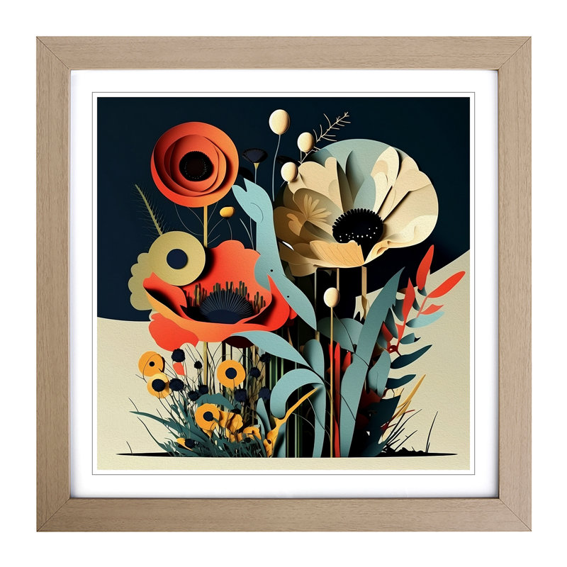 Wildflowers Constructivism - Framed Print, Oak