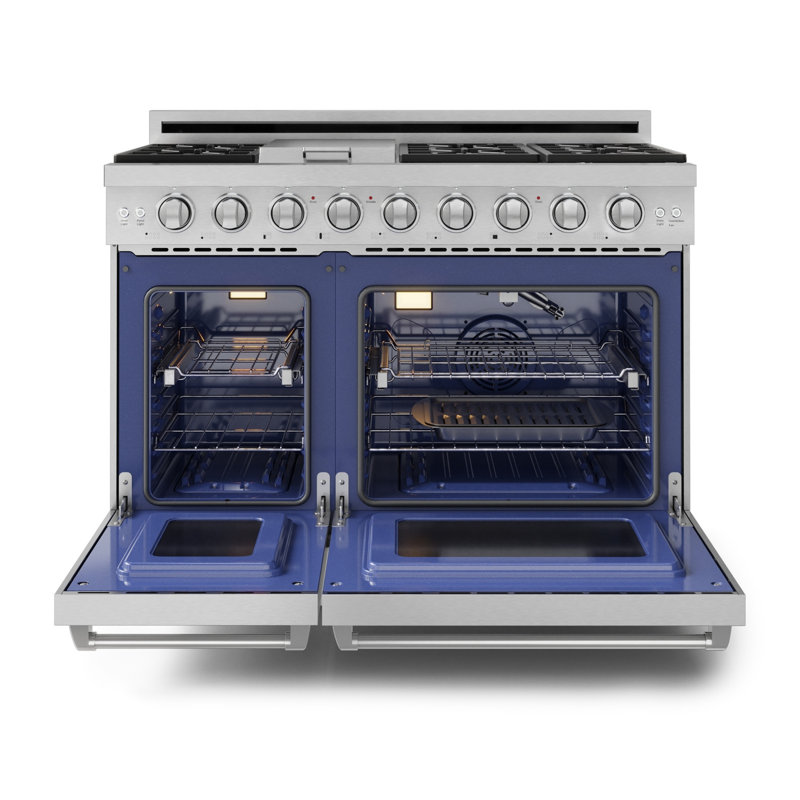 Gordon Ramsay by THOR Kitchen 48 Inch Professional Gas Range with Double Oven in Stainless Steel, Stainless Steel