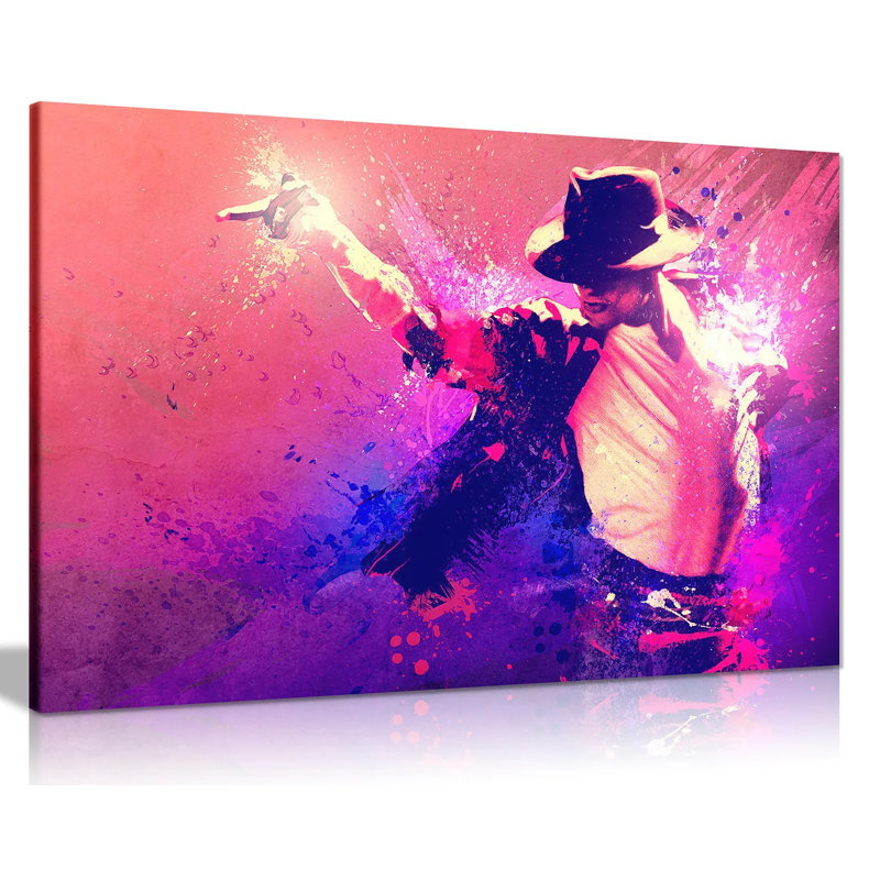 Micheal Jackson Dance Colors - Wrapped Canvas Print, 20cm H x 31cm W