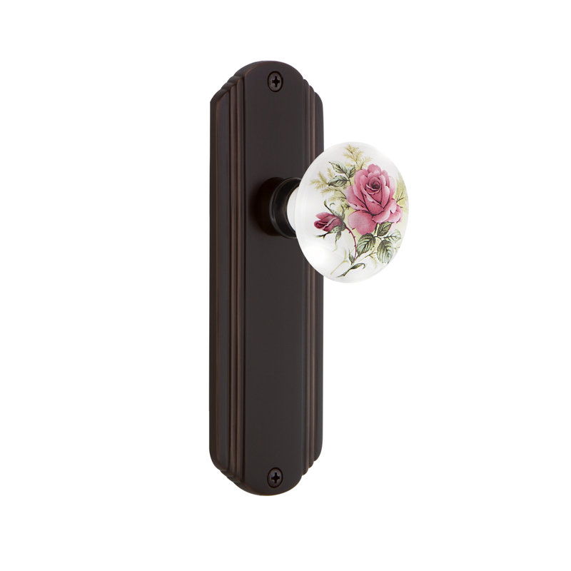 Plaque décorative avec bouton de porte en porcelaine blanche, Bronze intemporel
