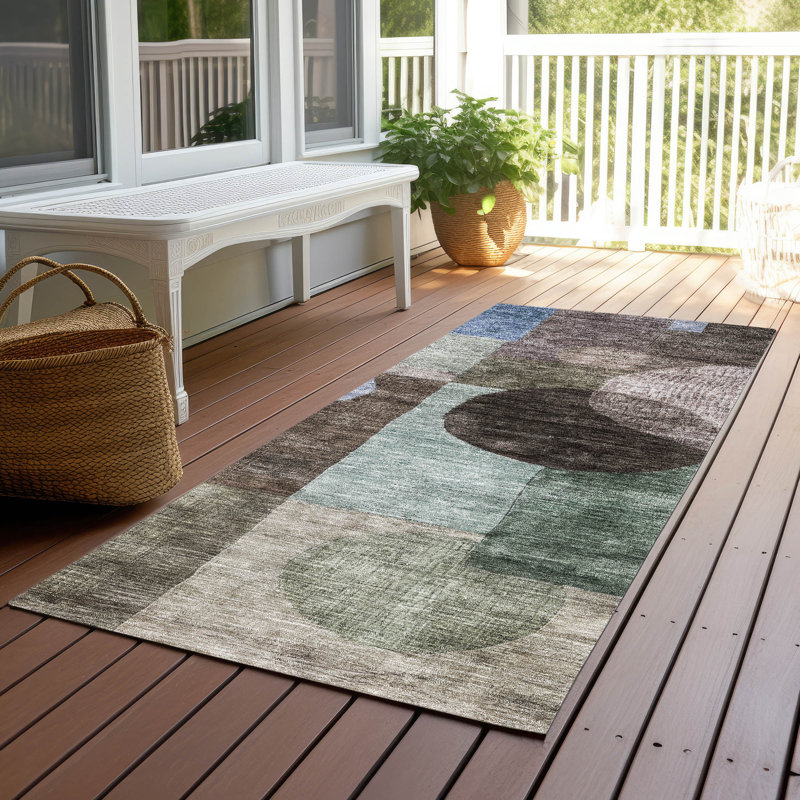 Machine Washable Indoor/Outdoor Chantille ACN1114 Brown Rug, Runner 2'3" x 7'6"